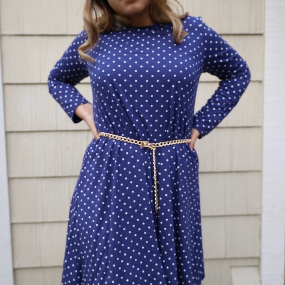 Polka Dot Log-Sleeve Dress